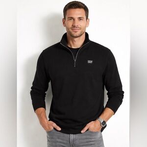 DKNY Men's Quarter Zip Black Sweater